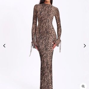 Chic Long Sleeve Animal Print Dress